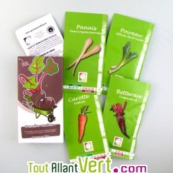 Coffret 4 sachets de graines bio + 1 sachet de graines bio utile