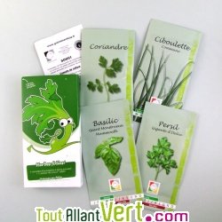 Coffret 4 sachets de graines bio + 1 sachet de graines bio utile
