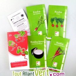 Coffret 4 sachets de graines bio + 1 sachet de graines bio utile