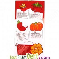 Coffret \"Rouge comme une tomate\" 4 + 1 sachets de graines bio tomates et fleur