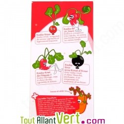 Coffret \"Des radis plein les poches!\" 4 + 1 sachets de graines bio de radis et carotte