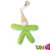 Doudou color� avec clip bois en laine vierge et coton bio, 25 x 18 cm