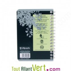 Carnet recycl� spirale 9x14cm Petits carreaux 100p 70g Forever