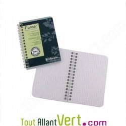 Carnet recycl� spirale 9x14cm Petits carreaux 100p 70g Forever