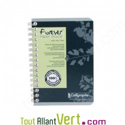 Carnet recycl� spirale 9x14cm Petits carreaux 100p 70g Forever