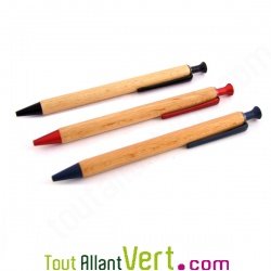 Stylo bille r�tractable en bois de h�tre, encre gel