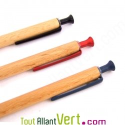 Stylo bille r�tractable en bois de h�tre, encre gel