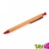 Stylo bille r�tractable en bois de h�tre, encre gel rouge