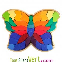 Puzzle Papillon g�ant arc-en-ciel 37 pi�ces en bois 46x33x4cm