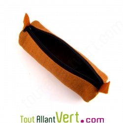 Trousse ronde orange en chanvre biologique, 21x7 cm