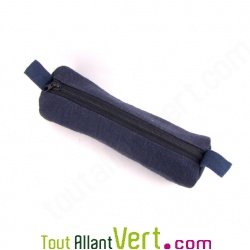 Trousse ronde bleu en chanvre biologique, 21x7 cm