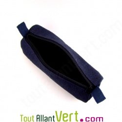 Trousse ronde bleu en chanvre biologique, 21x7 cm