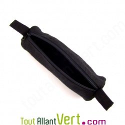 Trousse ronde noir en chanvre biologique, 21x7 cm