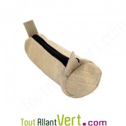 Trousse ronde naturel en chanvre biologique, 21x7 cm
