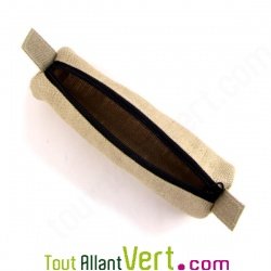 Trousse ronde naturel en chanvre biologique, 21x7 cm