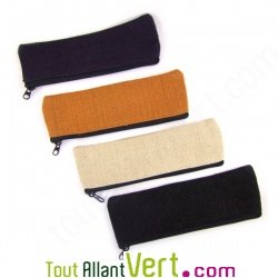 Trousse plate en chanvre biologique, 21x6,5 cm