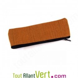 Trousse plate orange en chanvre biologique, 21x6,5 cm