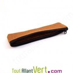 Trousse plate orange en chanvre biologique, 21x6,5 cm