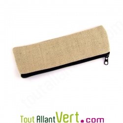 Trousse plate naturel en chanvre biologique, 21x6,5 cm