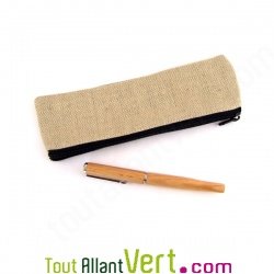 Trousse plate naturel en chanvre biologique, 21x6,5 cm