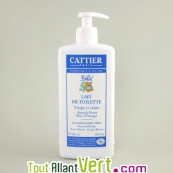 Lait de toilette b�b� visage et corps, amande douce 500ml, Cattier