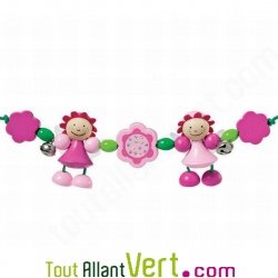 Chaine en bois, landau ou pousette Rosali, 25 cm