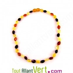 Collier b�b� Ambre olive multicolore