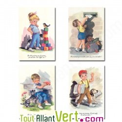 Cartes postales recycl�s 15x10cm Enfants R�tro Jeanne Lagarde, Lot de 16