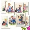 Cartes postales recycl�s 15x10cm Enfants R�tro Jeanne Lagarde, Lot de 16