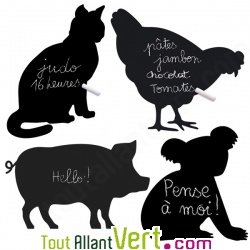 Sticker ardoise animaux, mati�re v�g�tale et colle sans solvant