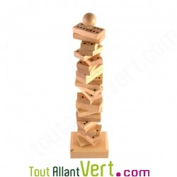 Domino sur tige en bois naturel 27x7x5cm