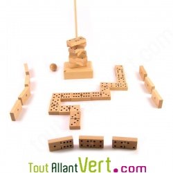 Domino sur tige en bois naturel 27x7x5cm
