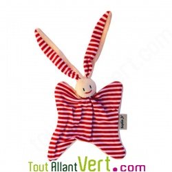 Doudou ray� rouge en coton bio, Keptin