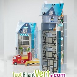 Jeu construction PlateforM, maisons 3D en carton recycl� , 3-en-1
