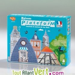 Jeu construction PlateforM, maisons 3D en carton recycl� , 3-en-1