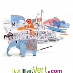 Animo Dulos, 13 animaux de la savane en carton recycl� � construire