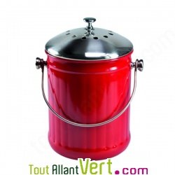 Poubelle � compost rouge anti-odeur pour cuisine, 4 litres