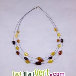 Collier adulte ambre galets multicolore de la Mer Baltique