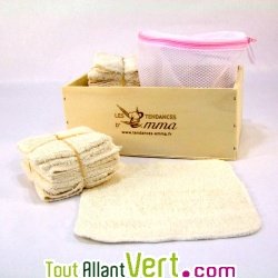 Kit lingettes essuie-tout lavables et le filet pour machine � laver