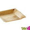 Plat carr� palmier 18x18cm biod�gradable, bords carr�s, lot de 25