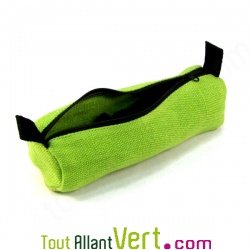 Trousse ronde vert en chanvre biologique, 21x7 cm