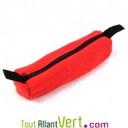Trousse ronde rouge en chanvre biologique, 21x7 cm