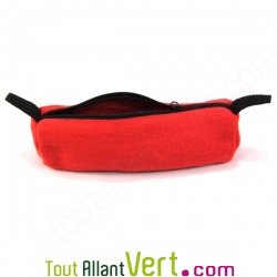 Trousse ronde rouge en chanvre biologique, 21x7 cm