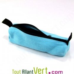 Trousse ronde turquoise en chanvre biologique, 21x7 cm