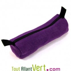 Trousse ronde mauve en chanvre biologique, 21x7 cm
