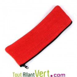 Trousse plate rouge en chanvre biologique, 21x6,5 cm