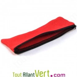 Trousse plate rouge en chanvre biologique, 21x6,5 cm