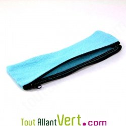 Trousse plate turquoise en chanvre biologique, 21x6,5 cm