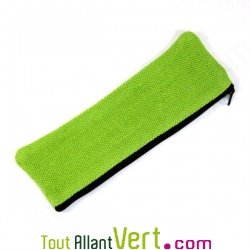 Trousse plate verte en chanvre biologique, 21x6,5 cm