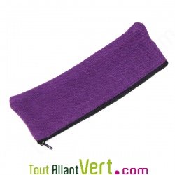 Trousse plate mauve en chanvre biologique, 21x6,5 cm